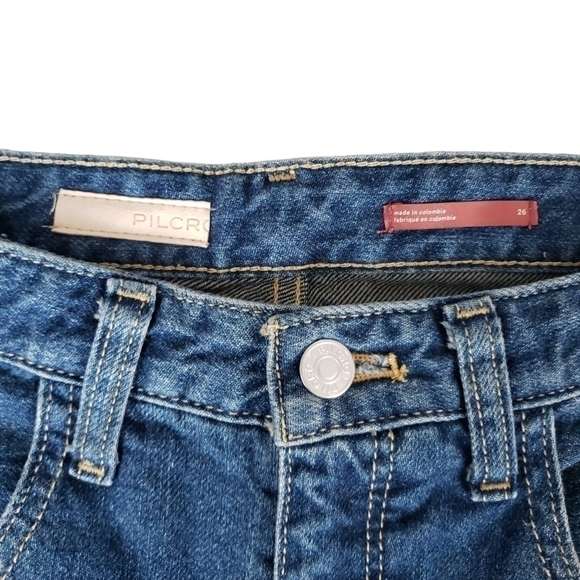 𝅺Anthropologie Pilcro Joey Jeans High Rise Straight Leg Distressed Front - Picture 8 of 13